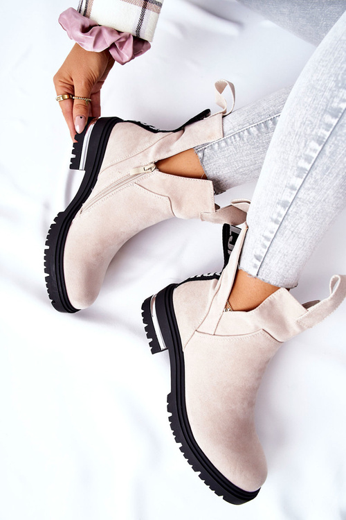 Утеплені черевики челсі на блискавці бежеві My Way