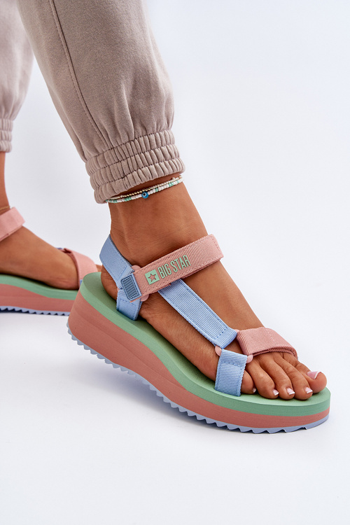 Жіночі босоніжки на платформі та танкетці Big Star NN274A055 Сині