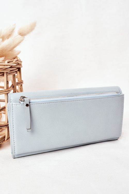 Великий жіночий гаманець з магнітом світло-блакитний