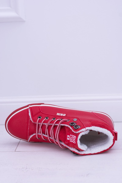 Утеплені червоні жіночі тенісні туфлі Big Star BB274003