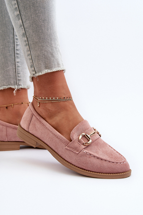 Жіночі лофери на плоскій підошві з рожевим декором Aviole