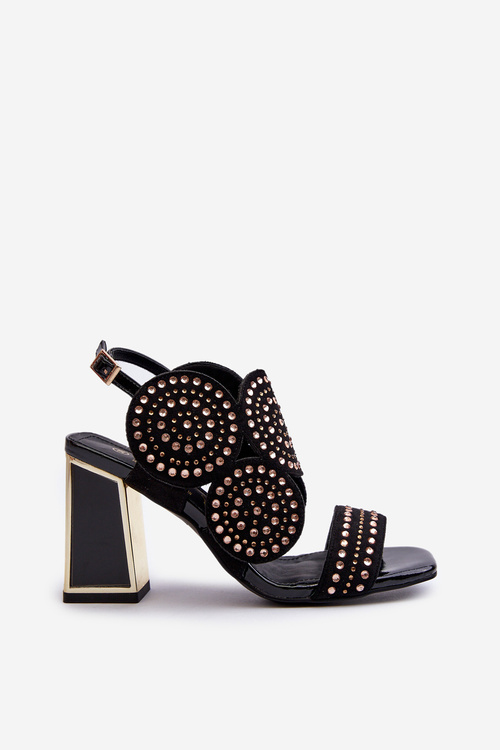 Прикрашені босоніжки на шпильці D&A CR026 Чорні