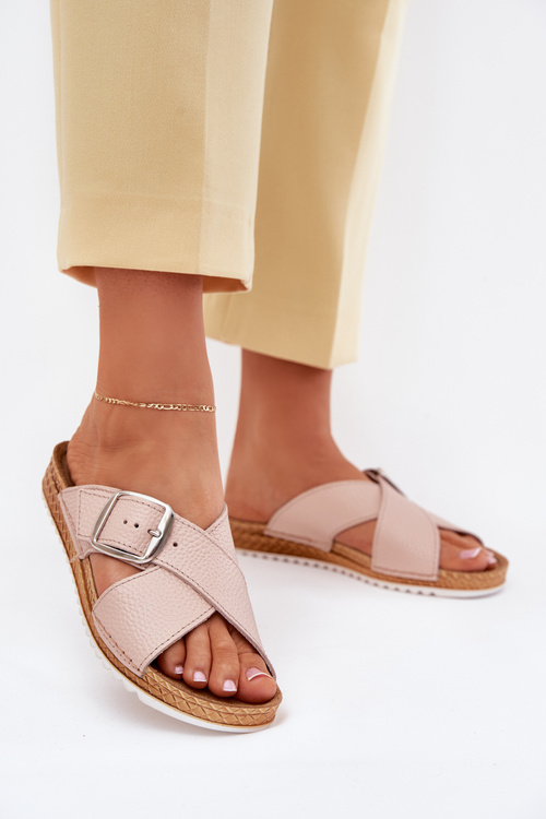 Шкіряні Жіночі Сандалі З Пряжкою Рожеві Inblu VO0004GU