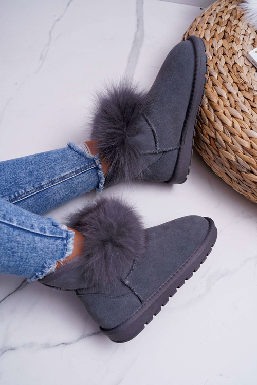 Жіночі черевики Снігові черевики Фліс Утеплена шкіра Замша Сірі Memento