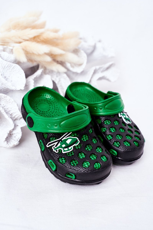 Дитячі поролонові тапочки Crocs Black-Green Jupiter