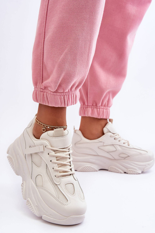 Жіночі кросівки на масивній платформі бежеві Agnenia