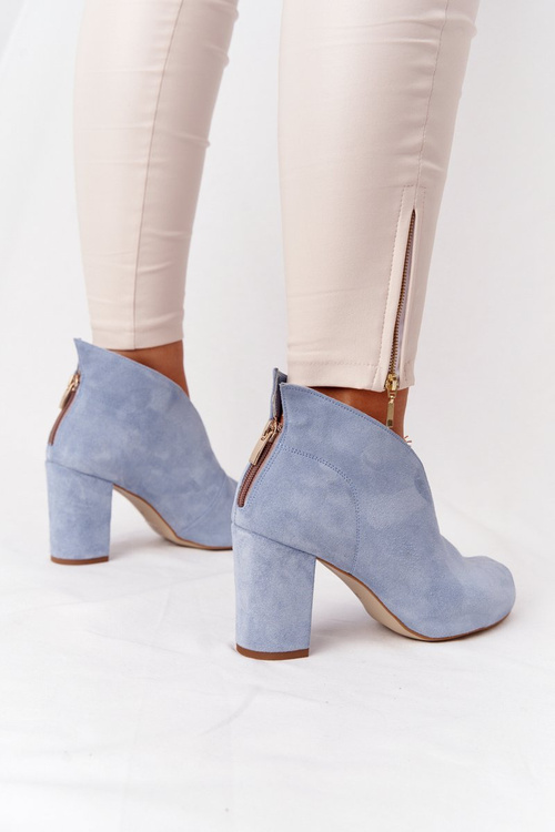Замшеві чоботи на шпильці з вирізом Exquisite 1243 Blue