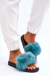 Жіночі гумові тапочки з хутром Бірюза Лукреція