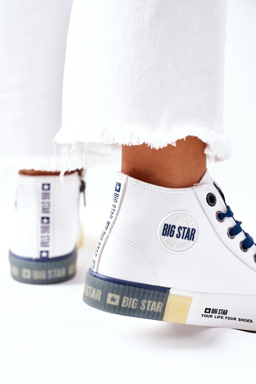 Жіночі шкіряні високі кросівки Big Star II274137 Білі