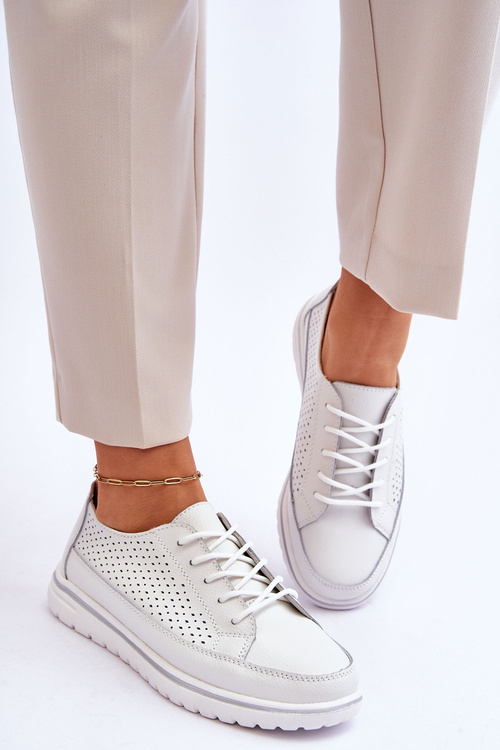 Жіноче шкіряне спортивне взуття Кросівки білі Elami