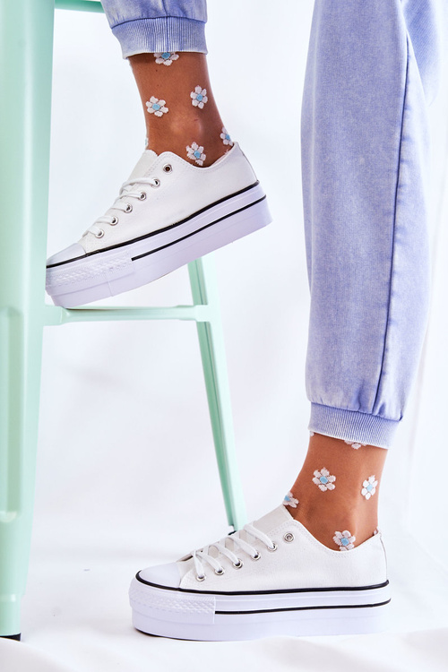 Жіночі кросівки на масивній платформі білі Farona