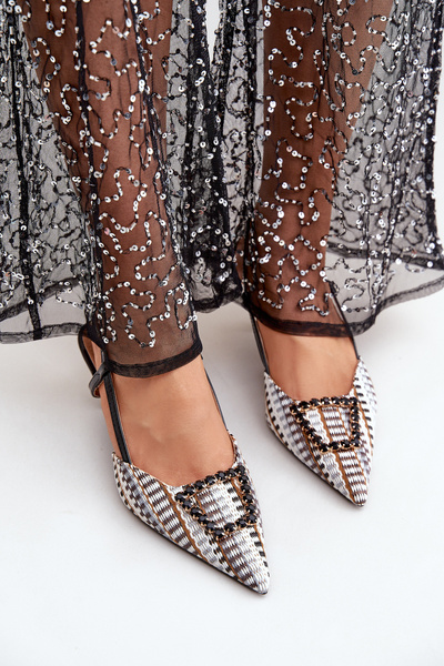 Туфлі На Каблуку З Декорацією І Відкритою Пяткою Чорні Teminora