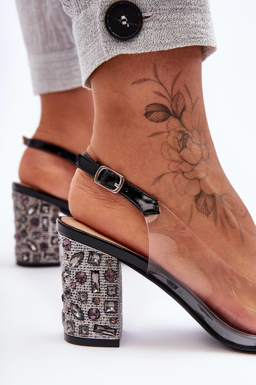 Прозорі стильні туфлі на підборах чорні SBarski MR1037-17