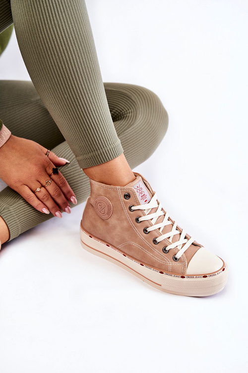 Жіночі високі утеплені кросівки Cross Jeans KK2R4045C бежевого кольору