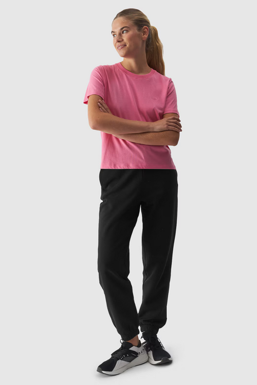 Гладка жіноча звичайна футболка 4F рожева 4FWAW24TTSHF1650-54S