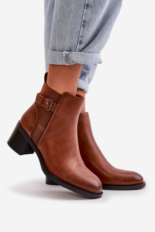 Жіночі утеплені чоботи на масивному каблуці та пряжці Camel Nevillira