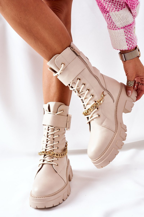 Високі чоботи на масивній платформі Бежеві Tanaros