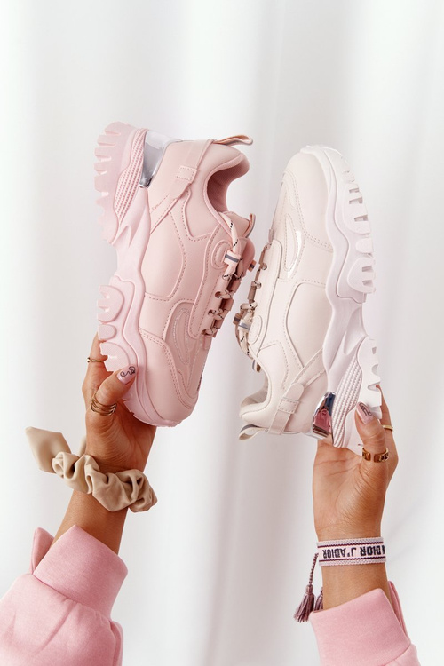 Жіночі кросівки на масивній підошві рожеві Influencer