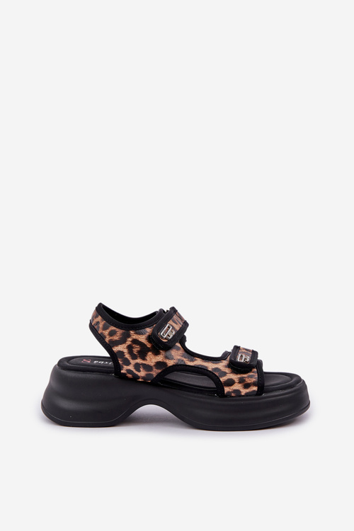 Еко Шкіряні Легкі Сандалі На Платформі Пантера Коричневі