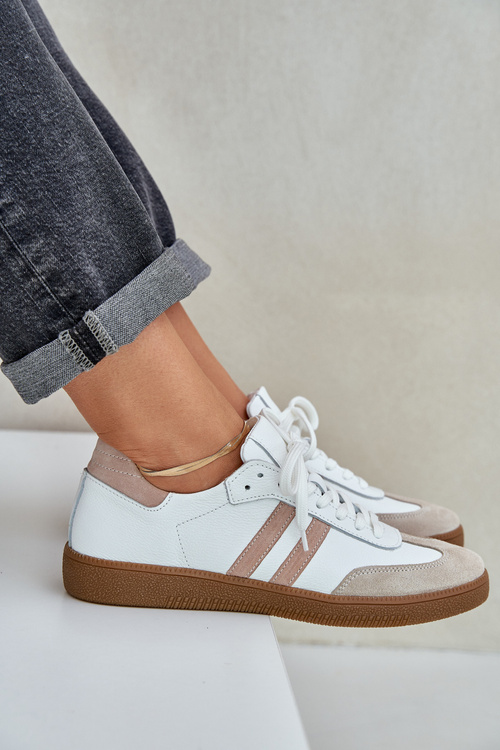 Zazoo N1068 Шкіряні Низькі Кросівки Жінки Бежеві