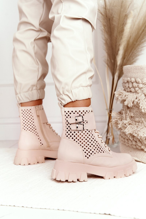 Ажурні Чоботи На Платформі Бежеві Здуті
