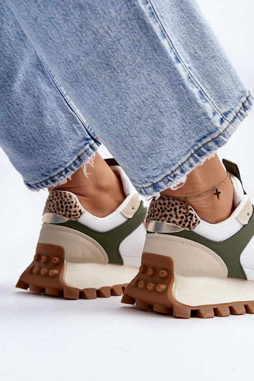 Жіночі бежево-зелені спортивні кросівки Ralita