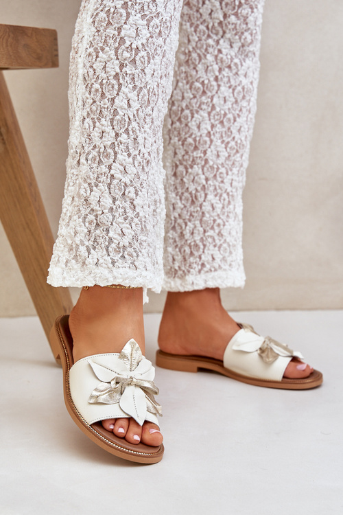 Сандалі З Декорацією Природна Шкіра Зазу 3667 Білі