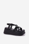 Сандалі На Масивній Платформі З Переплетеними Ремінцями Чорні Lanathea