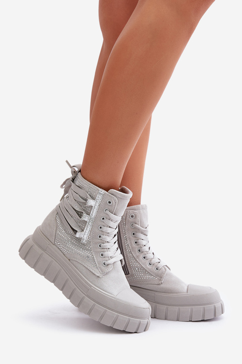 Високі жіночі кросівки на масивній платформі з декором Grey Zaidria