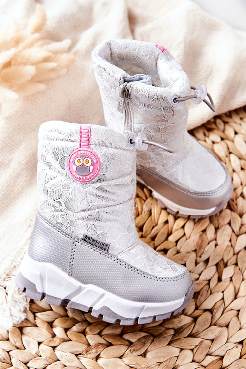Дитячі розігрівальні сноуботи на блискавці Лаос срібло-білий