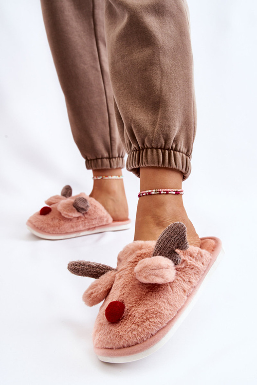 Жіночі тапочки з хутром і оленями Рожевий соп'я