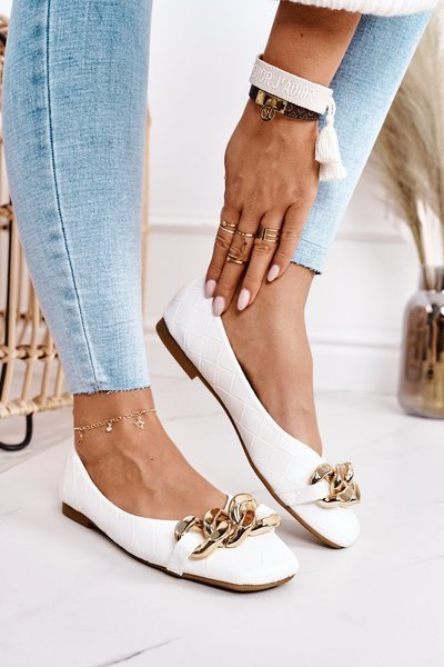 Елегантна стьобана балерина з ланцюжком White Coco