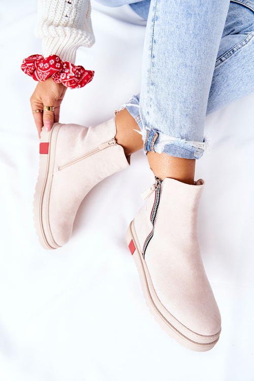 Замшеві черевики на платформі на шнурівці, бежеві Nessa