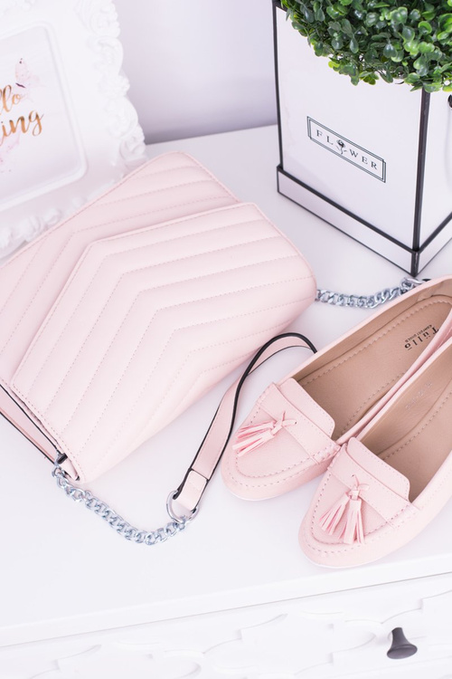 Класична стьобана рожева сумочка