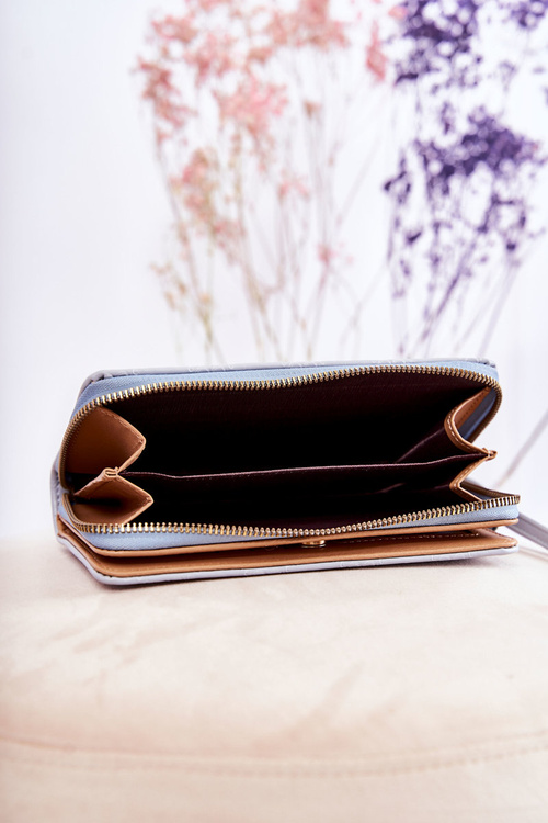 Гаманець жіночий великий з орнаментом світло-блакитний Fabio