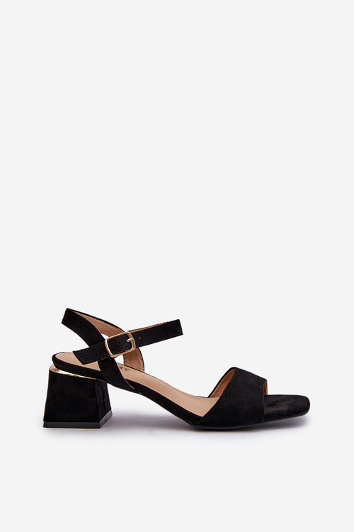 Жіночі чорні босоніжки Leisha зі штучної замші на підборах