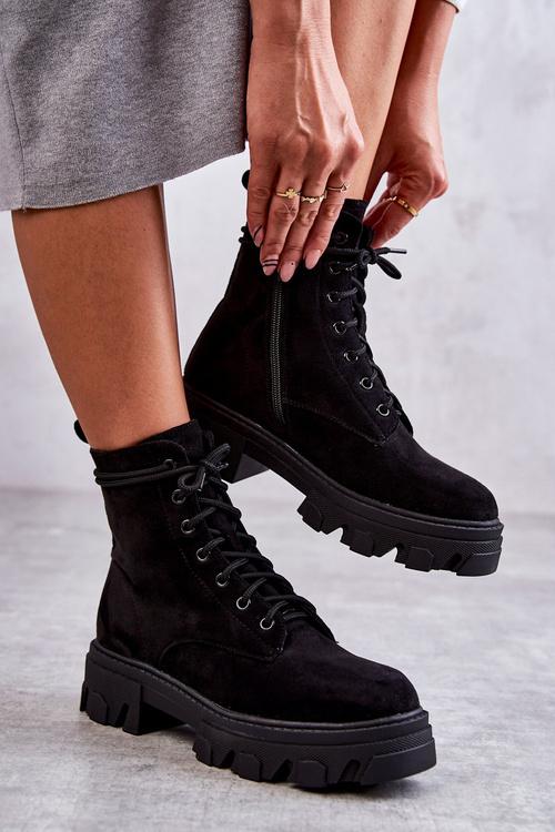 Замшеві теплі черевики Workers Black Darvin