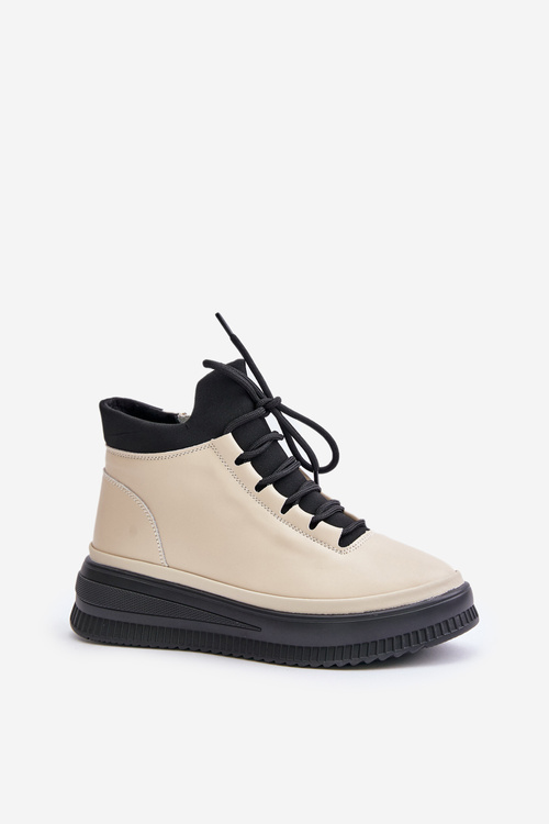 Легке шкіряне спортивне взуття на платформі бежеве Artiker 55C0554