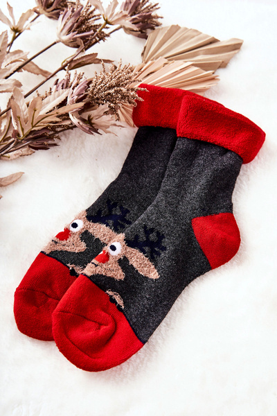 Новорічні шкарпетки Reindeer Сіро-червоні