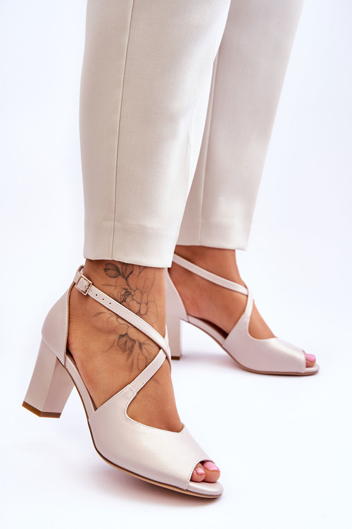 Жіночі босоніжки на високих підборах Sergio Leone SK864 Pearl Beige