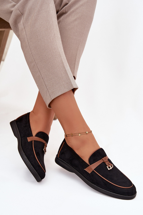 Мокасини Лофери Жіночі З Еко Замшу Чорні Darwen