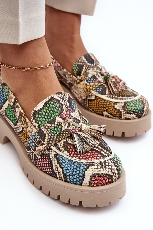 Жіночі шкіряні напівчоботи з бахромою Maciejka 05497-45 різнокольорові