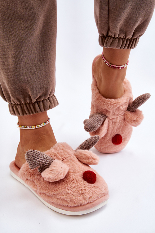 Жіночі тапочки з хутром і оленями Рожевий соп'я