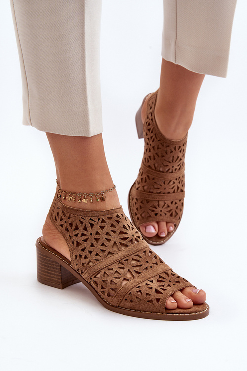 Коричневі босоніжки на високих підборах Serapina