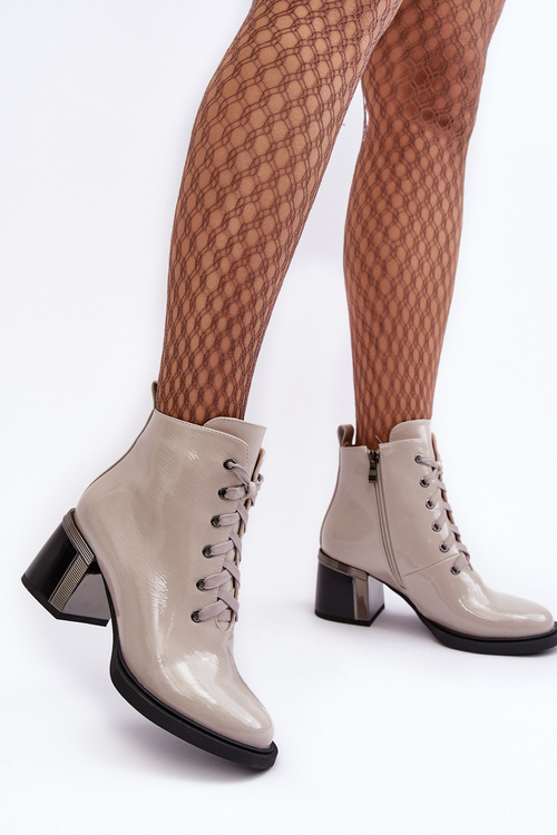 Чоботи жіночі лаковані D&A MR870-98 Світло-сірі