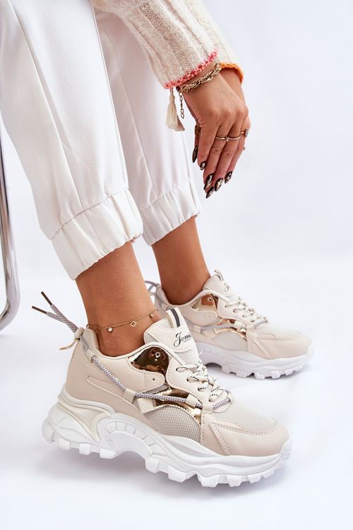 Жіноче спортивне взуття на платформі бежеві Minea