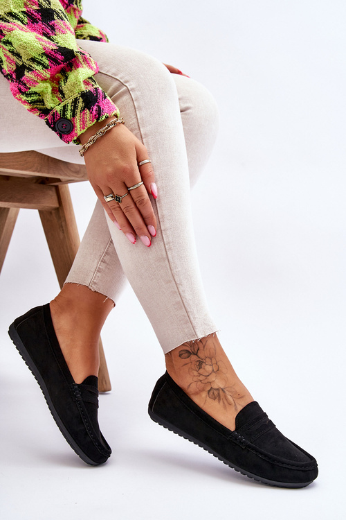 Жіночі класичні замшеві лофери Black Ivana