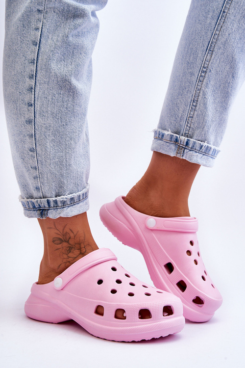 Поролонові босоніжки Crocs на масивній підошві Pink Katniss