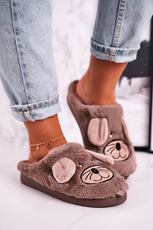 Жіночі домашні тапочки Furry Mouse Beige Home Sweet Home
