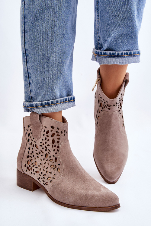 Чоботи жіночі ажурні Lewski Shoes 2909 Світло-коричневі